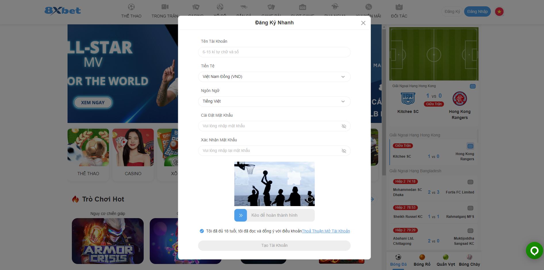 Hướng dẫn từng bước đăng ký tài khoản tại 8XBET