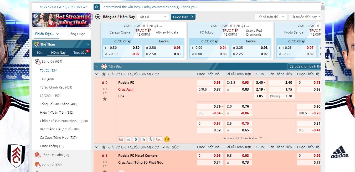 Tỷ lệ kèo tại W88