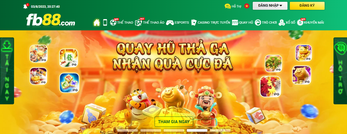 Giao diện website của FB88