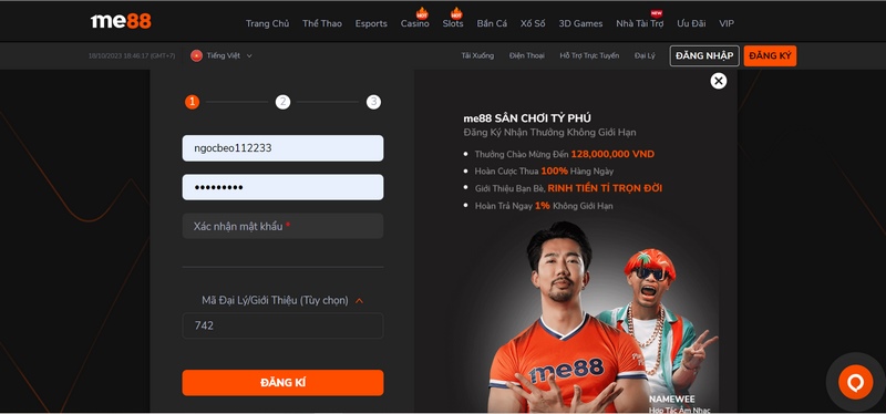 Đăng ký hội viên tại trang nhà cái diễn ra nhanh chóng chỉ từ 1 đến 3 phút