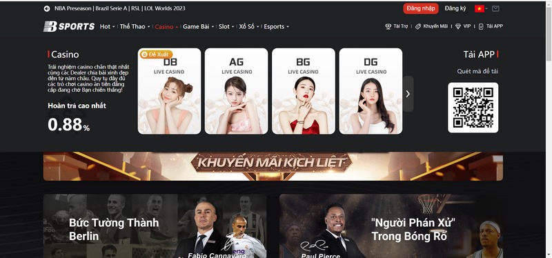 Sảnh Casino trực tuyến là một trong những sản phẩm đáng chú ý tại Bsports
