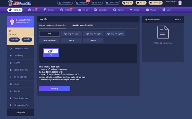 Giao dịch thanh toán nhanh gọn không mất phí 24/7 tại trang cược