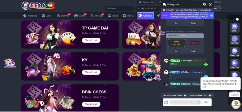 Thông tin liên hệ EE88 đang cung cấp cho hội viên