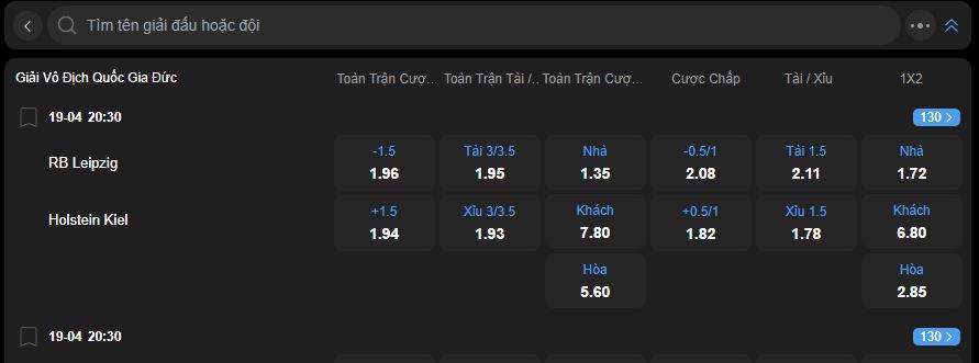 Ví dụ thực hành cược chấp 1.5